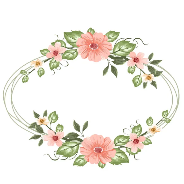 ピンクと白の花のベクトル花のリース 手描き水彩イラスト — ストックベクタ