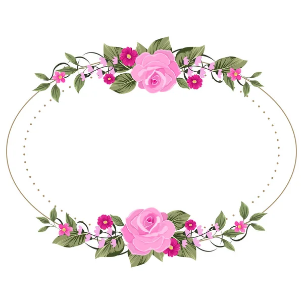 Vektor Floralen Rahmen Aus Rosa Und Weißen Blüten Isoliert Auf — Stockvektor