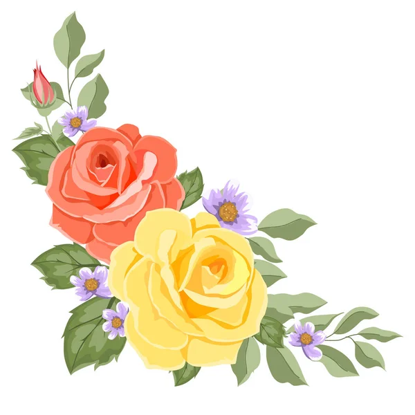 Illustration Florale Vectorielle Fleurs Feuilles — Image vectorielle