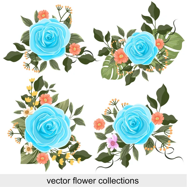 Векторный Набор Красивых Цветных Цветов Дизайн — стоковый вектор
