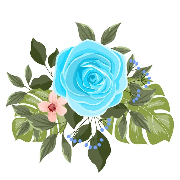Rosa Azul Flor —  Vetores de Stock