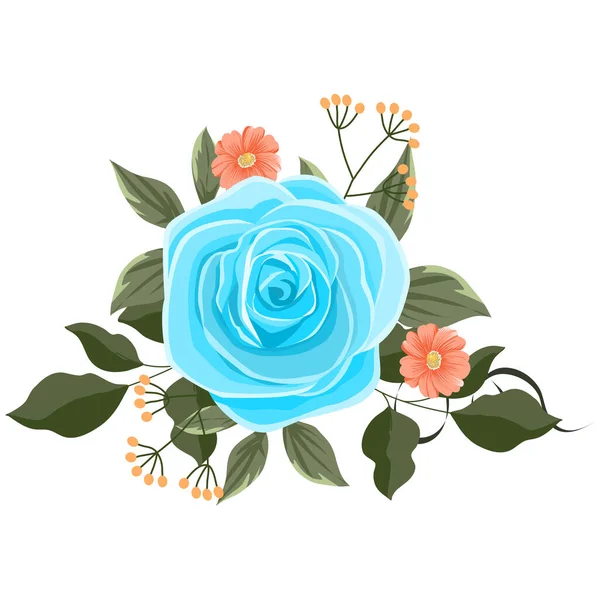 Belle Fleur Avec Feuilles Roses Décoratives — Image vectorielle
