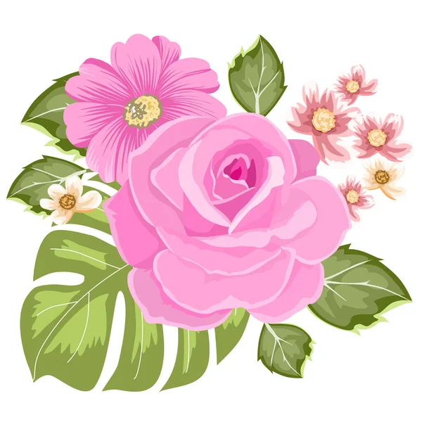 Vacker Rosa Rosa Blommor — Stock vektor