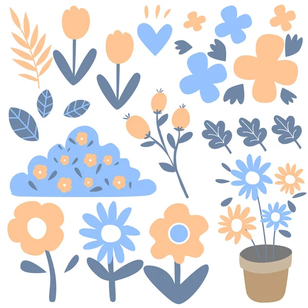 Uppsättning Blommor Vektor Illustration — Stock vektor
