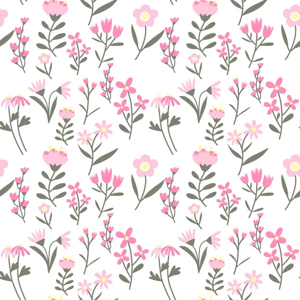 Patrón Sin Costura Floral Con Flores Rosadas — Archivo Imágenes Vectoriales