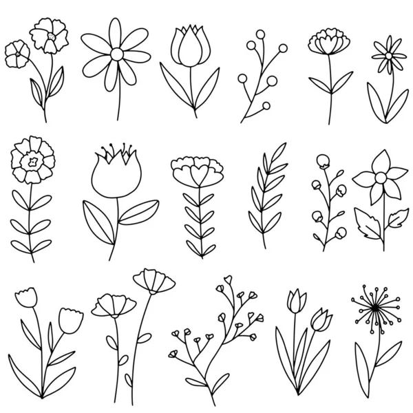手工画的带花朵的涂鸦 矢量说明 — 图库矢量图片