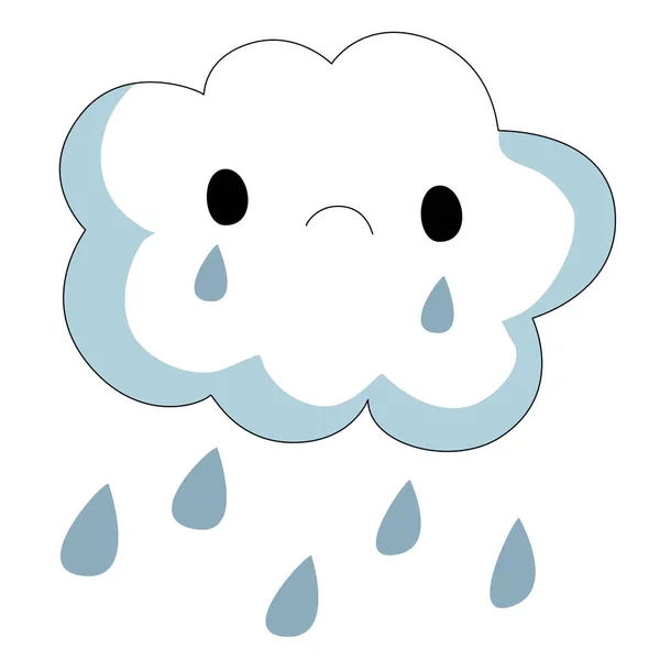 Cartoon Doodle Crying Cloud — Stock Vector