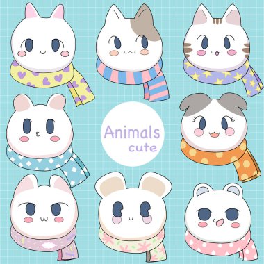 şirin çizgi film hayvanlarının vektör kümesi