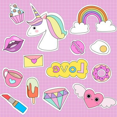 vektör şirin çıkartma koleksiyonu.