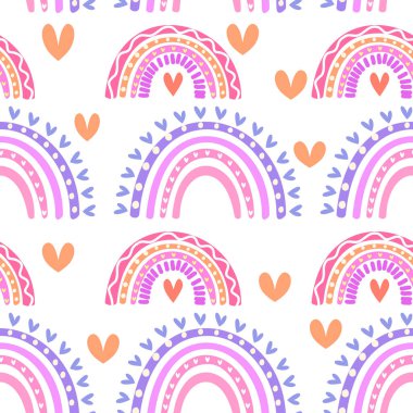 Gökkuşağı kalp deseni. Hoş bir geçmiş. vektör.