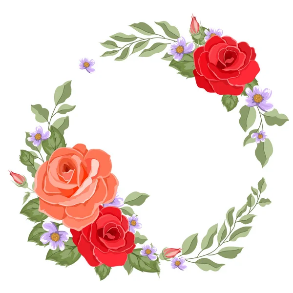 Watercolor Red Roses Frame — Stock Vector