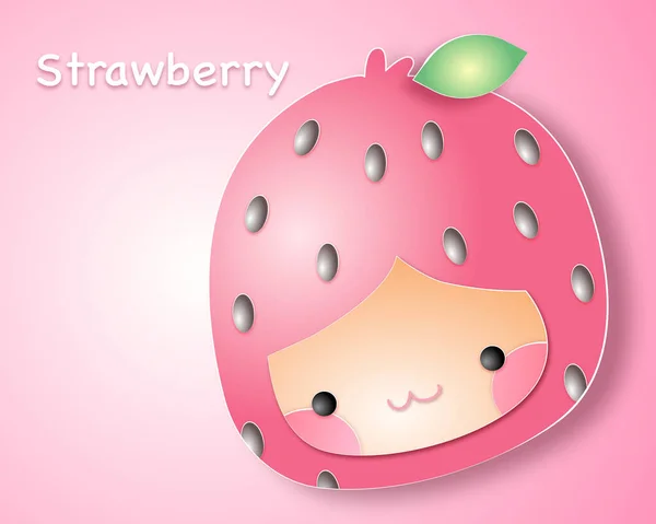 可爱的卡瓦草莓卡通片 — 图库矢量图片