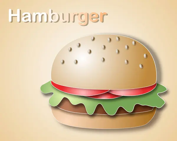 Illustratie Van Hamburger Met Etiket Vector Eps — Stockvector