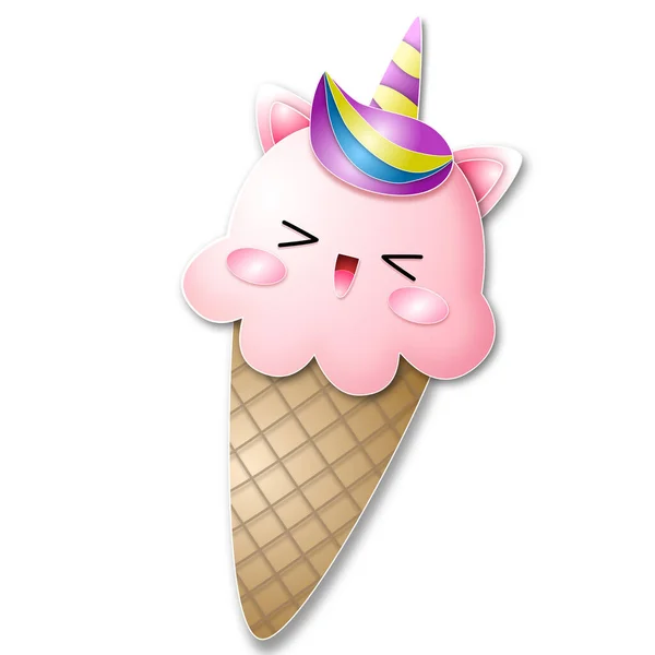 Vector Illustration Cute Ice Cream Cartoon Character — Stock vektor