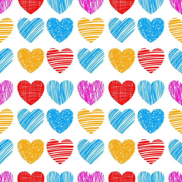 心臓のパターン 手描きイラスト バレンタインデーだよ — ストックベクタ
