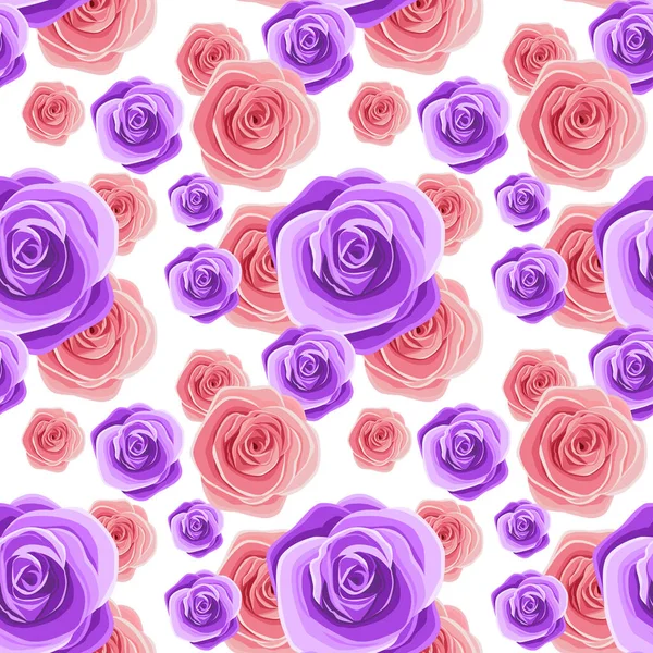 Bezszwowe Tło Kwiatowe Różami Akwarela Ilustracja — Wektor stockowy