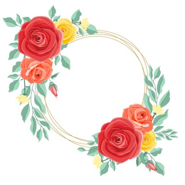 Kırmızı güllerin çiçek çelengi.