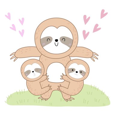 Tembel hayvan çizgi filminin vektör çizimi