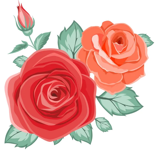 Ros Med Röda Blommor — Stock vektor
