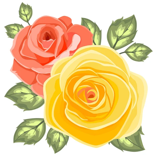 Rose Avec Une Couleur Jaune Vecteur — Image vectorielle