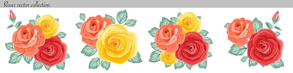 Jeu Fleurs Vectorielles Pour Cartes Bannières — Image vectorielle
