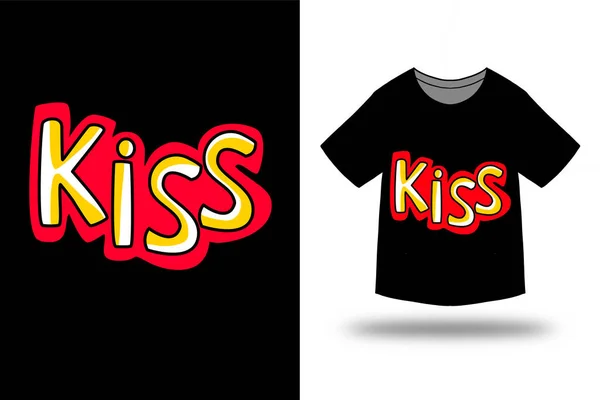 Pocałunek Wektor Ilustracja Projekt Koszuli — Wektor stockowy