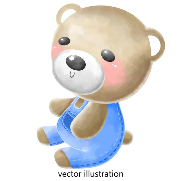 穿着白衬衫的可爱的卡通熊 — 图库矢量图片