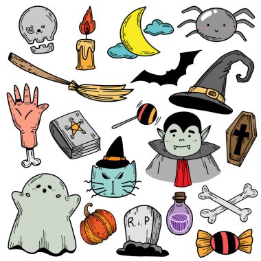 Şirin çizgi film kawaii şirin çıkartmalar, vektör, illüstrasyon