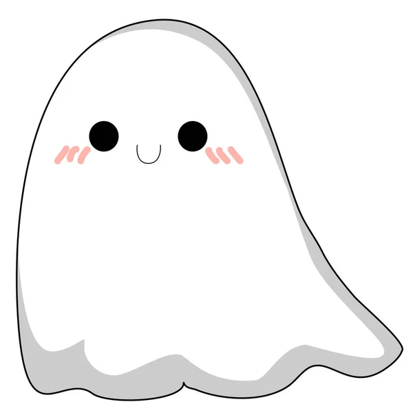 Ícone Desenho Animado Fantasma Feliz Isolado —  Vetores de Stock