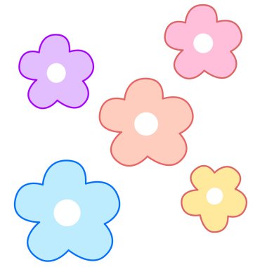 Renkli çiçek kümesi. Vektör çizim.