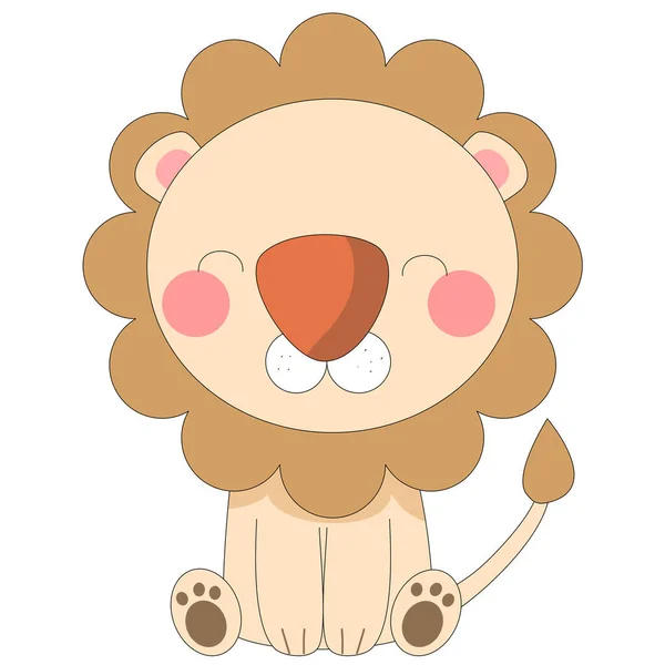 可爱的小狮子字符矢量插图设计 — 图库矢量图片