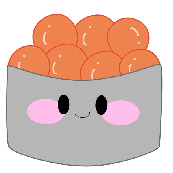 Mignon Sushi Japonais Nourriture Kawaii Dessin Animé Vectoriel Illustration Design — Image vectorielle