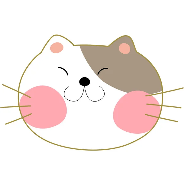 Ładny Kot Dużym Uśmiechem Postać Kreskówki Ilustracja Wektora Płaska Postać — Wektor stockowy