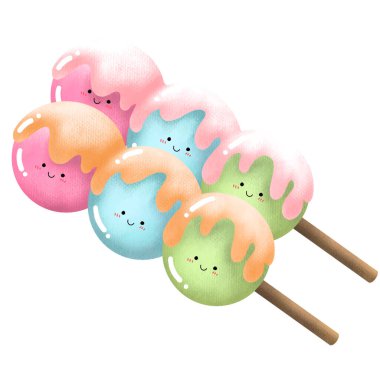 Dango kawaii sevimli çizgi film karakteri çizimi