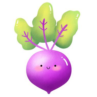 şirin mor turp, illüstrasyon, beyaz arkaplanda vektör.