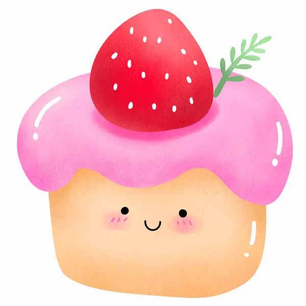水彩手画草莓蛋糕 — 图库矢量图片