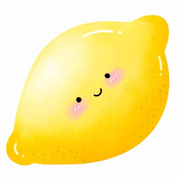 Roztomilý Žlutý Usměvavý Citron Ručně Kreslený Akvarel Ilustrace — Stockový vektor