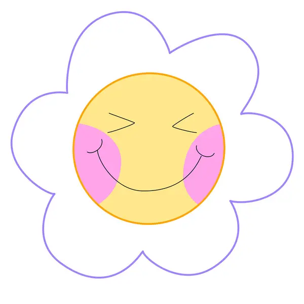 Χαριτωμένη Kawaii Ήλιο Κινουμένων Σχεδίων Στο Λουλούδι Εικονογράφηση Διανύσματος — Διανυσματικό Αρχείο