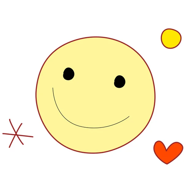 Emoticono Sonriente Con Corazones Ilustración Vectorial Sobre Fondo Blanco — Vector de stock