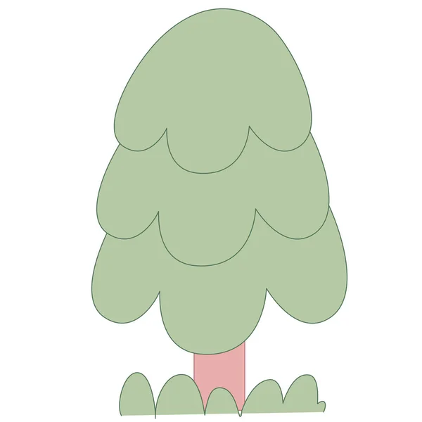 Isolerad Furu Träd Vit Bakgrund Vektor Illustration Ett Träd — Stock vektor