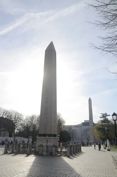 Istanbul, Fatih, Turkey, December 2022. Sultanahmet Square and the obelisk and tourism