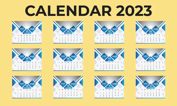 Design Kalendar 2023 Template Kalendar 2023 Pages Calendar Design 2023 — Wektor stockowy