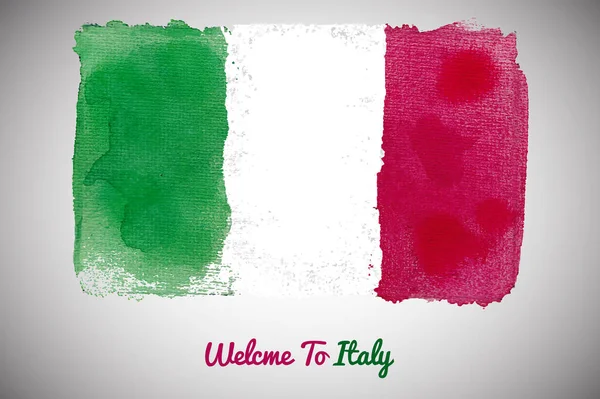 Włoska Flaga Narodowa Stylu Akwareli Ręcznie Robione Akwarela Flaga Narodowa — Wektor stockowy