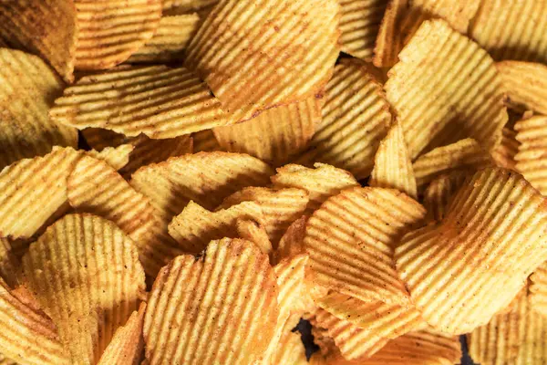 Papas Frescas Crujientes Papas Fritas Snack Textura Fondo Golden Chips —  Fotos de Stock