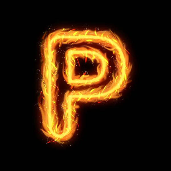 Letters And Symbols In Fire - Letter P. Stock Photo, Picture and