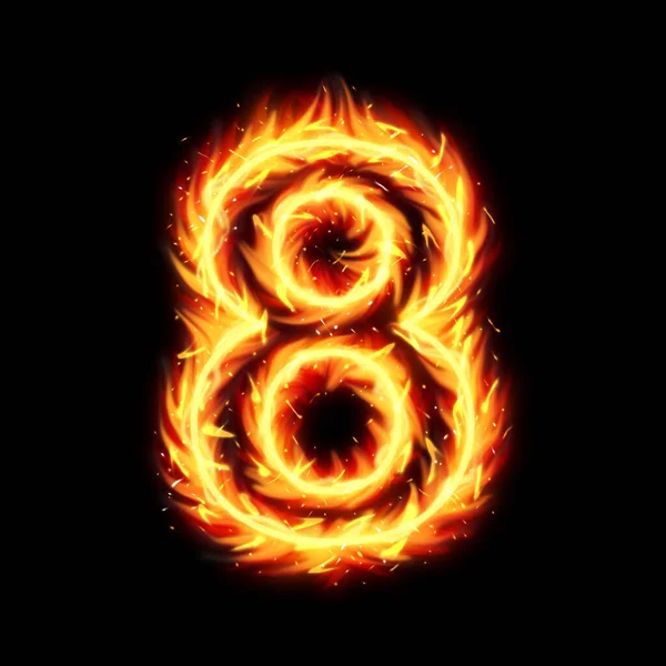 Burning Number Eight Fire Flames Effect Illustrazione Sfondo Nero Burning — Foto Stock