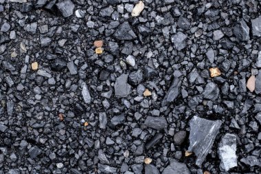 Kömür deposundan siyah kömür taşları ve çakıl taşları, tasarım için doku arka planı, kömür taşı dokusu arka planı