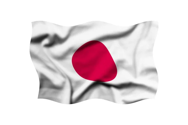 Japonya 'nın dalgalanan bayrağı kırpma yolu ile beyaz üzerinde izole edilmiştir. Kırpma Yolu İçerildi
