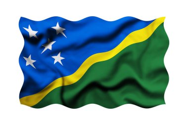 Solomon Adaları 'nın bayrağını beyaz arka planda sallıyordu. 3D görüntüleme. Kırpma Yolu İçerildi