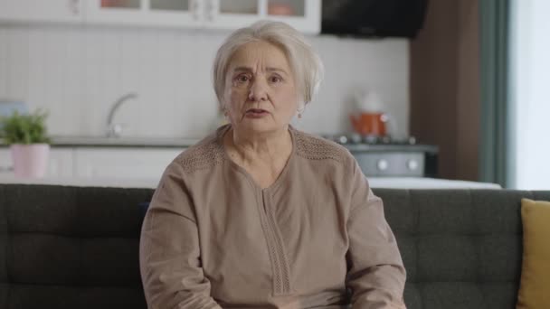 Starší Žena Bílými Vlasy Hádá Druhou Osobou Online Videohovoru Naštvaná — Stock video